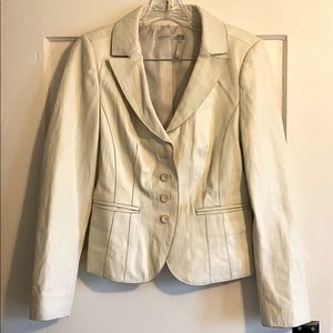 Cream Leather Blazer